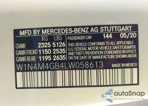 2020 Mercedes-Benz Glb 250 from USA, damaged, VIN W1N4M4GB4LW058613